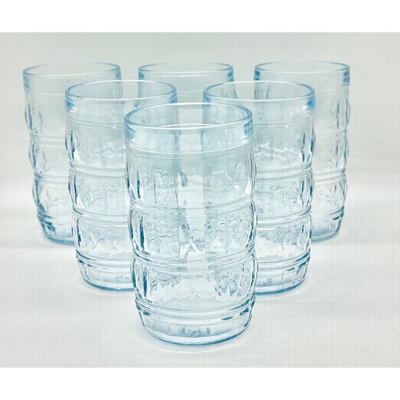 Set of  6 Francesinho Brazil Light Blue Drinking Glasses MCM Vintage - Picture 1 of 8
